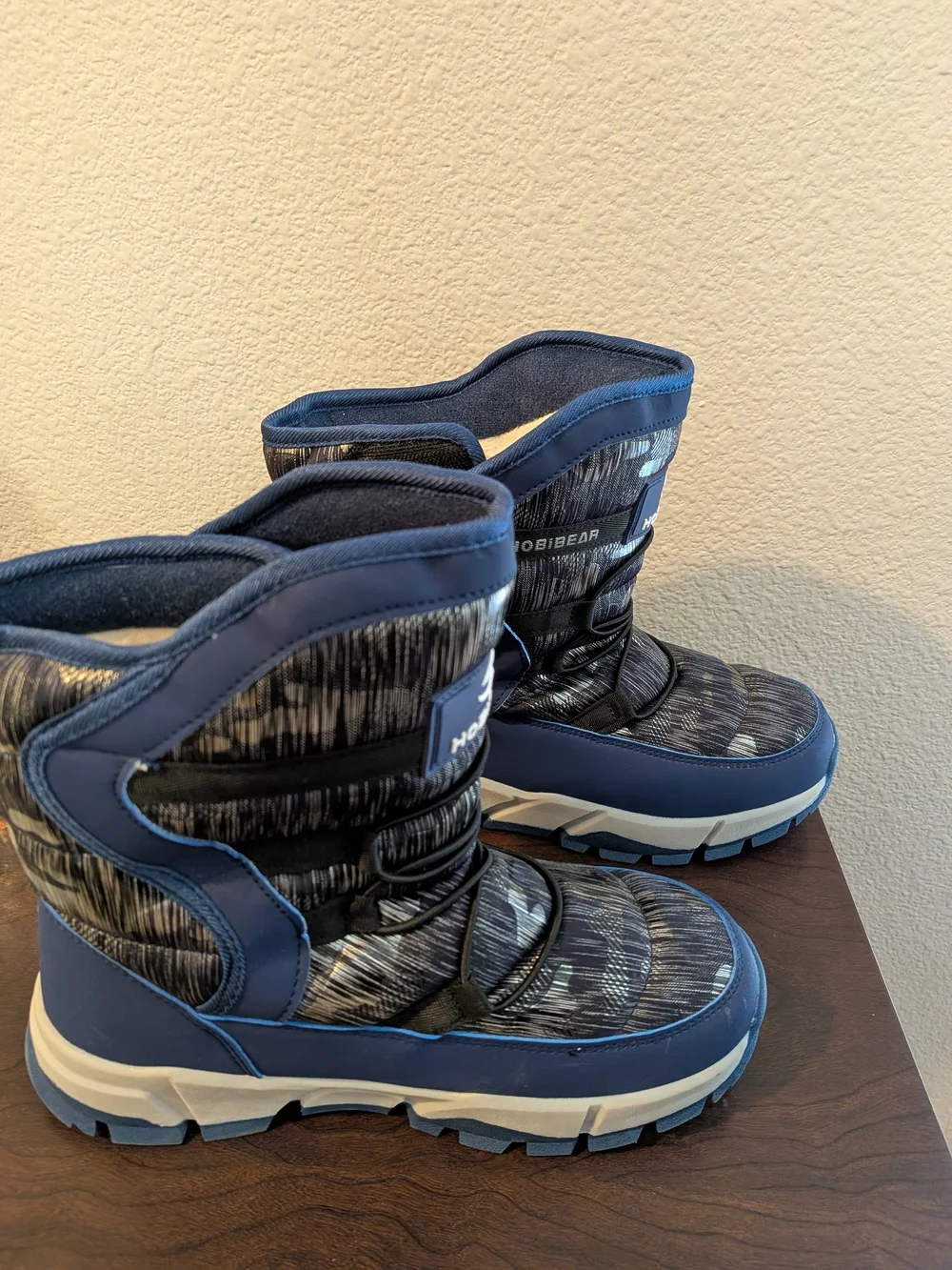 Hobibear Kids' Navy Blue Snow Boots - Water-Resistant Slip-On Size 39